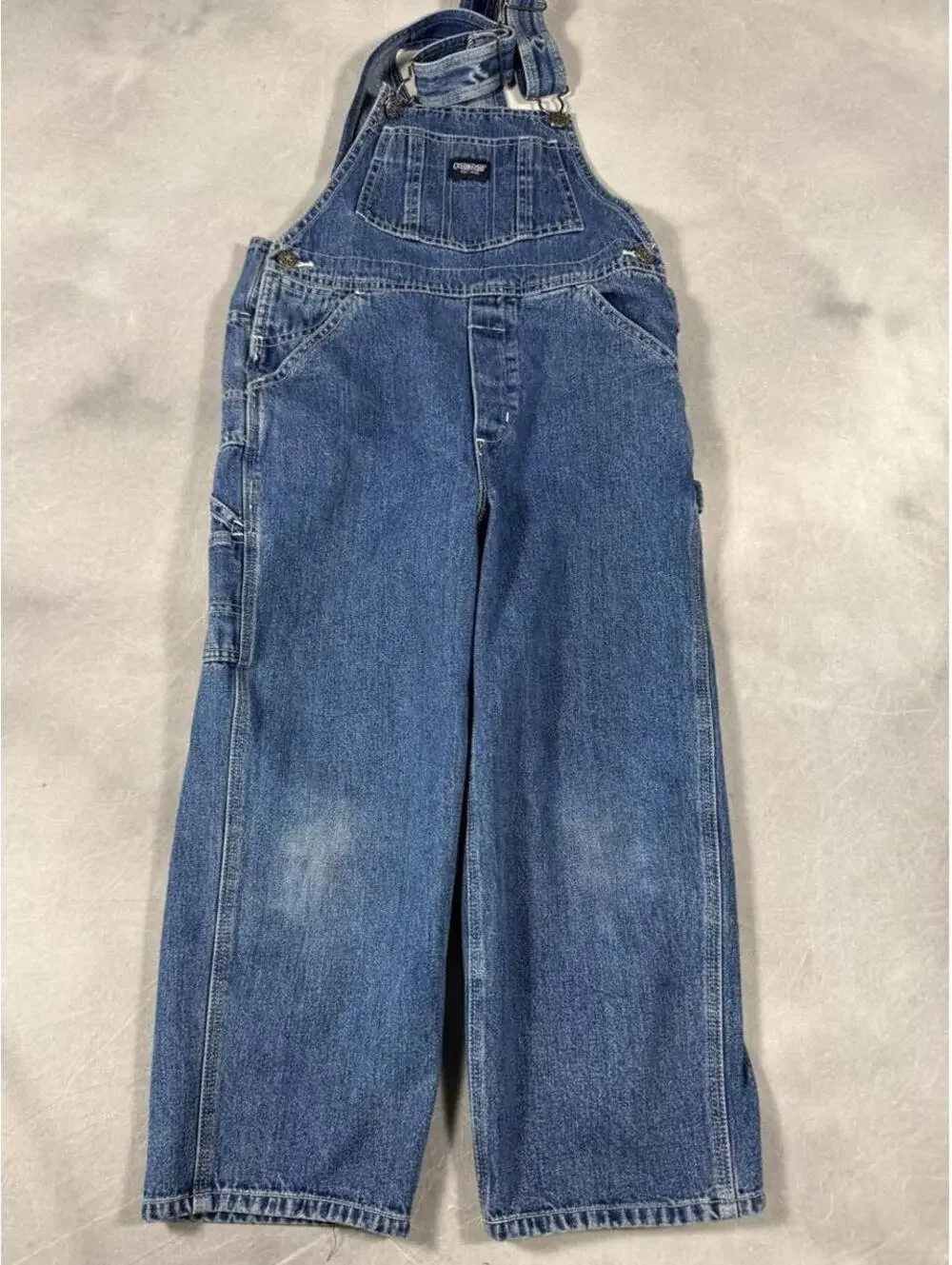 Vintage late 90s / Y2K OshKosh Denim Carpenter Overalls Youth Size 7 Wide Leg